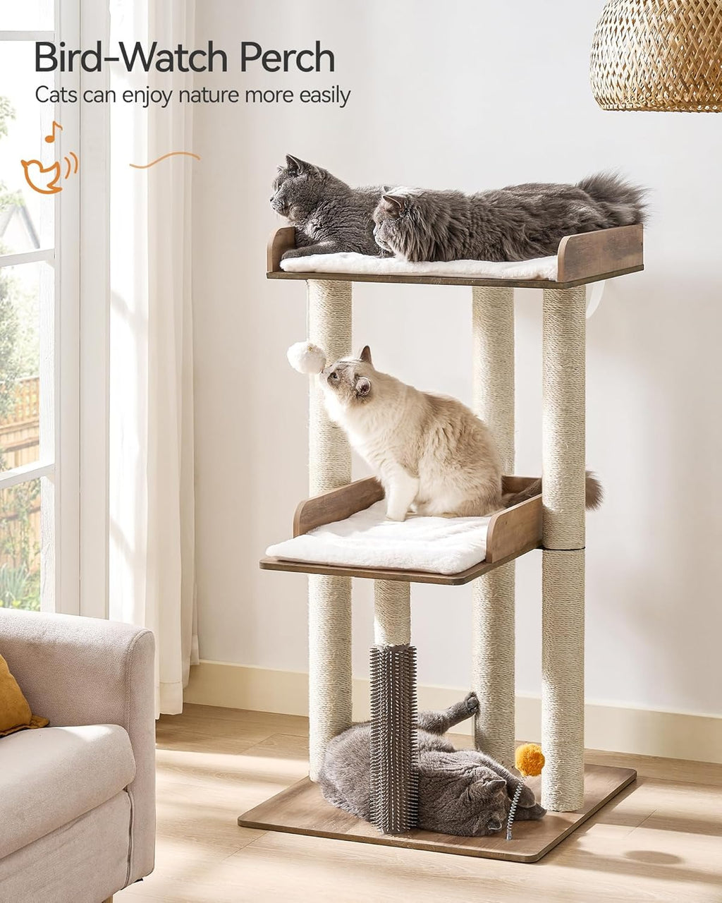 Cat Tree Tower – Indoor Cat Condo with Sisal Scratching Posts and Removable Pads
