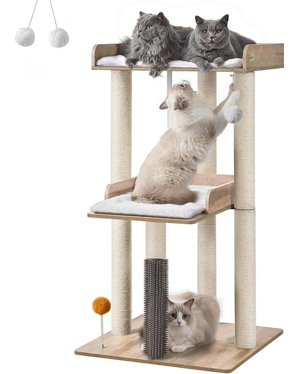 Cat Tree Tower – Indoor Cat Condo with Sisal Scratching Posts and Removable Pads