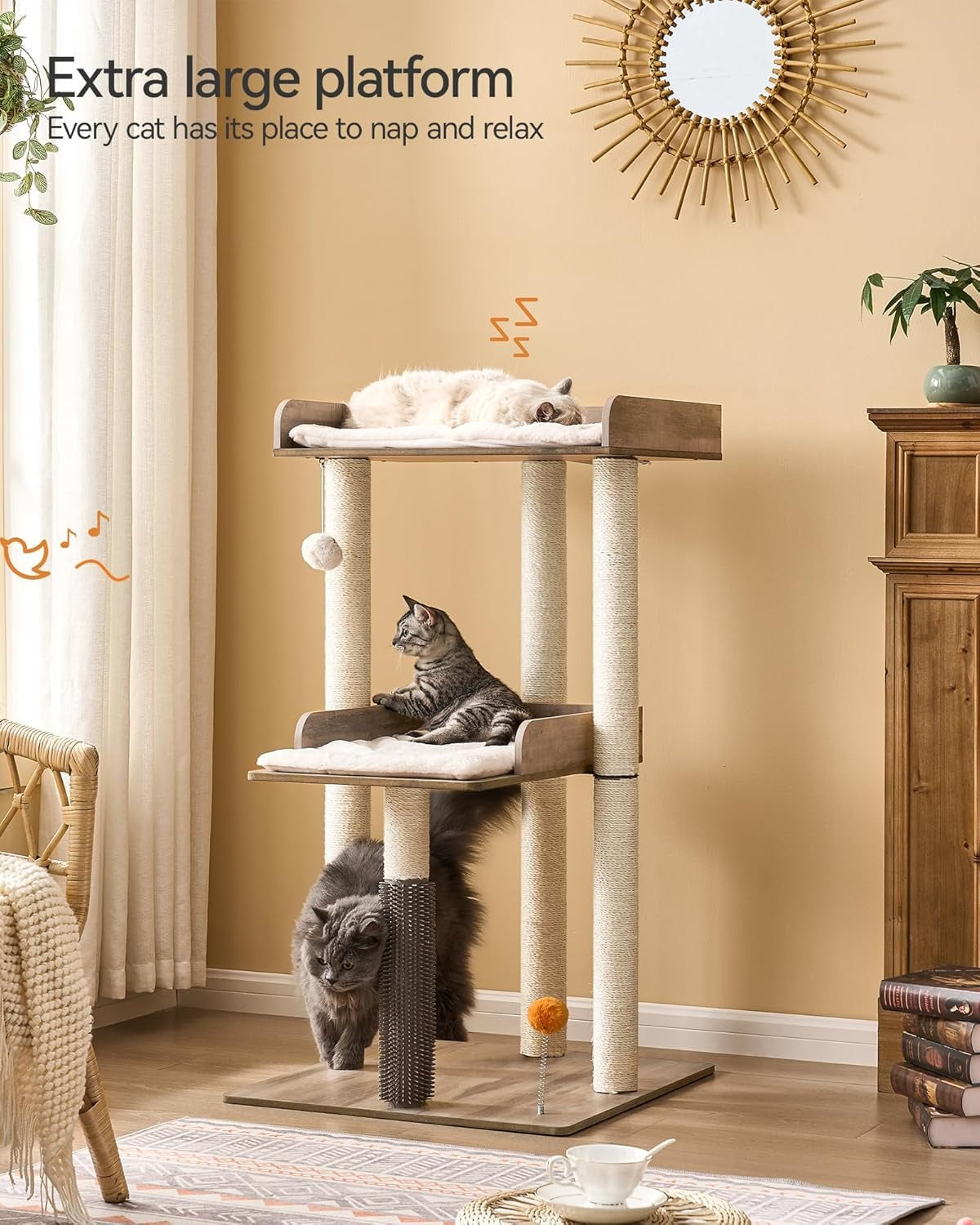 Cat Tree Tower – Indoor Cat Condo with Sisal Scratching Posts and Removable Pads