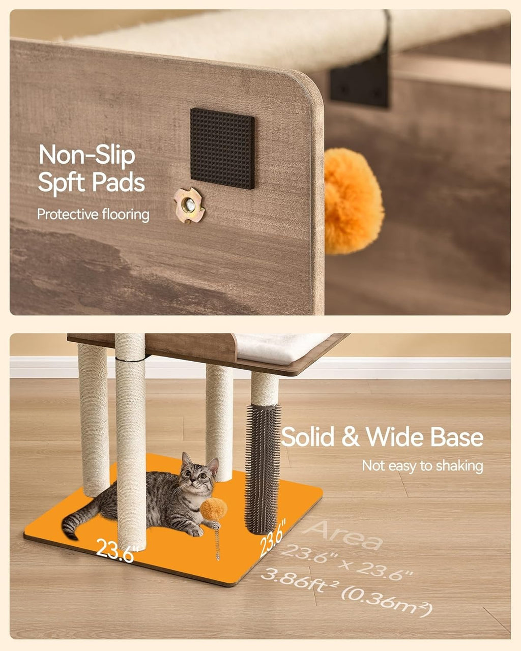 Cat Tree Tower – Indoor Cat Condo with Sisal Scratching Posts and Removable Pads